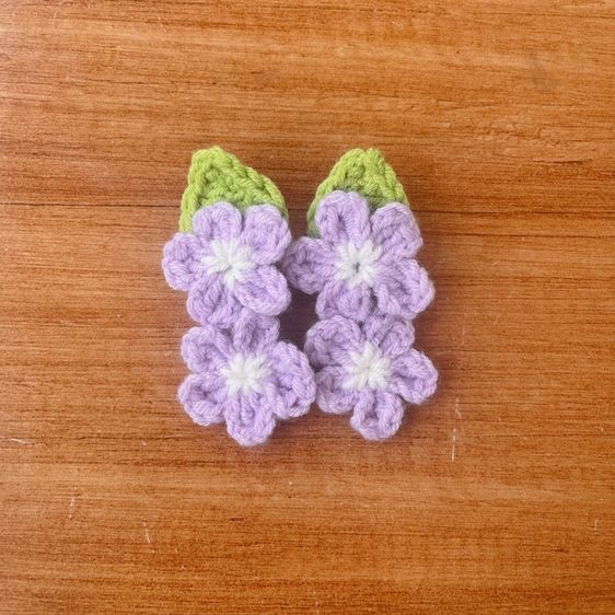 กิ๊บติดผมดอกไม้ถักไหมพรม แฮนด์เมด กิ๊บดอกไม้ไหมพรมพาสเทล รูปที่ 5