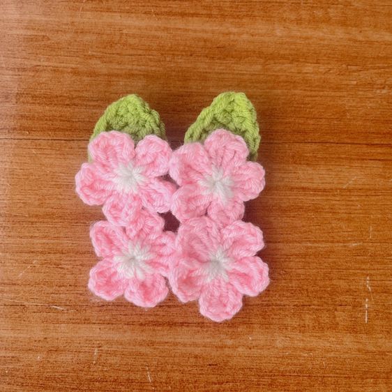 กิ๊บติดผมดอกไม้ถักไหมพรม แฮนด์เมด กิ๊บดอกไม้ไหมพรมพาสเทล รูปที่ 4