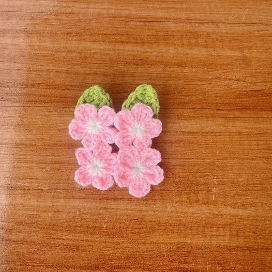 กิ๊บติดผมดอกไม้ถักไหมพรม แฮนด์เมด กิ๊บดอกไม้ไหมพรมพาสเทล รูปที่ 3