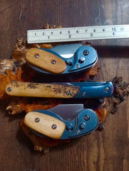 มีดพกเนื้อสแตนเลสแท้ด้ามเนื้อแท้ธรรมชาติลายชัดสภาพเยี่ยม รูปที่ 11