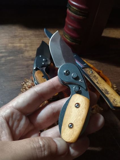 มีดพกเนื้อสแตนเลสแท้ด้ามเนื้อแท้ธรรมชาติลายชัดสภาพเยี่ยม รูปที่ 7