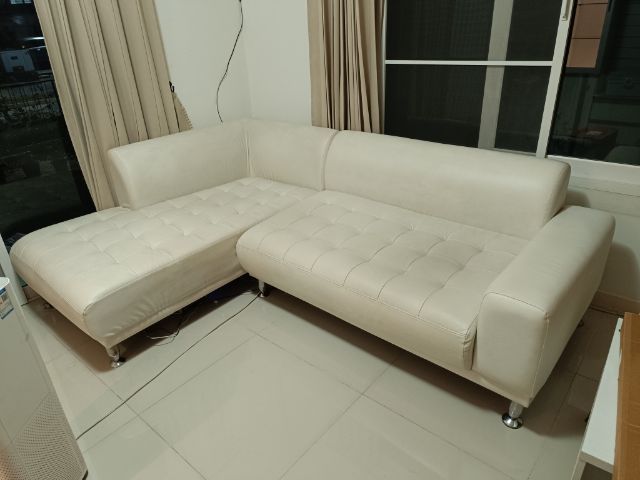 โซฟา ตัวแอล สีครีม มือสองสภาพดี รูปที่ 8