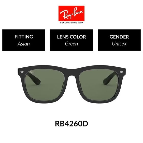 แว่นตากันแดด Ray Ban รุ่น RB4260D 601 71 size 57 เรแบน สีดำเลนส์เขียวเข้ม ของใหม่ รูปที่ 5