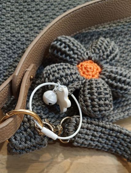 กระเป๋าสะพายถัก Handmade สีเทาเข้ม ของใหม่ รูปที่ 5
