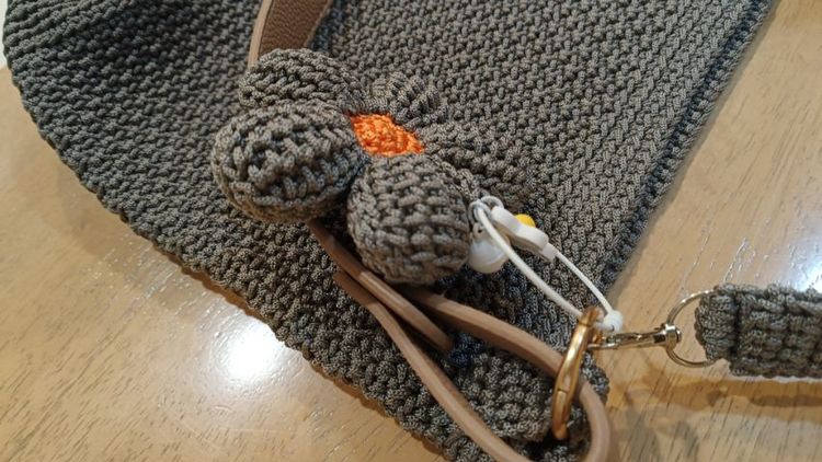 กระเป๋าสะพายถัก Handmade สีเทาเข้ม ของใหม่ รูปที่ 4