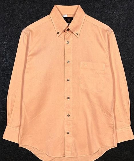 CELINE Homme Button Down Peach-Colored Check Cotton Men's Shirt
