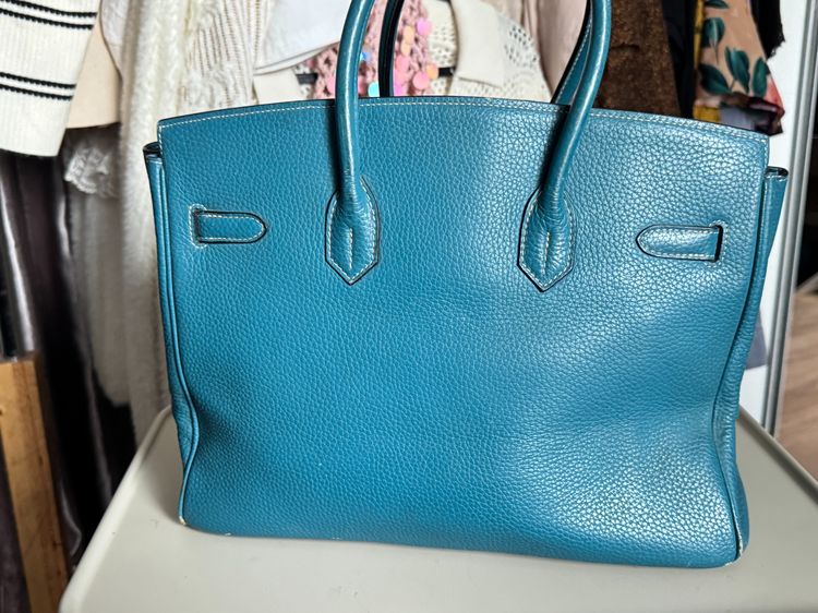 BK35 Blue Jean Handle Bag Leather GHW รูปที่ 5