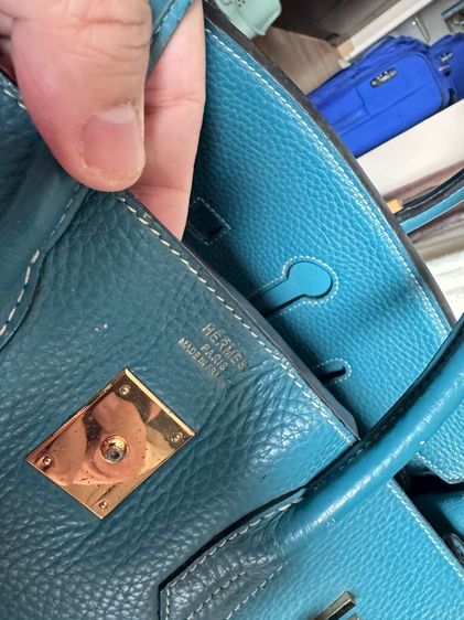 BK35 Blue Jean Handle Bag Leather GHW รูปที่ 8