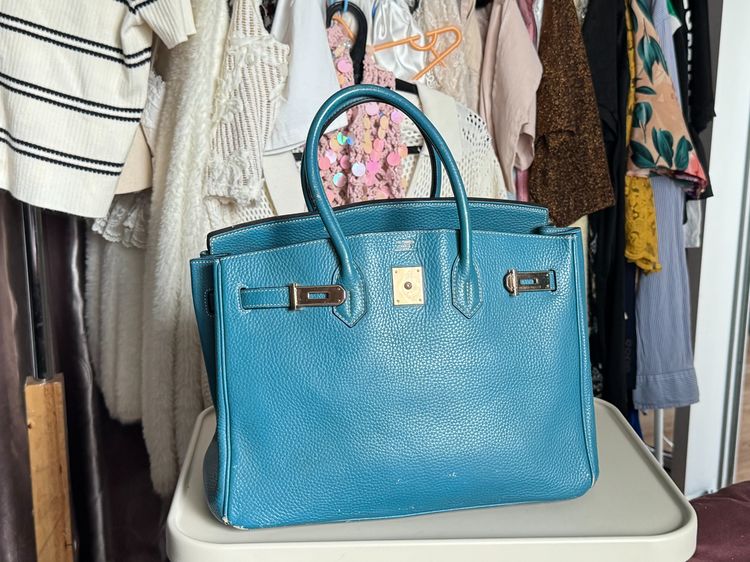 BK35 Blue Jean Handle Bag Leather GHW