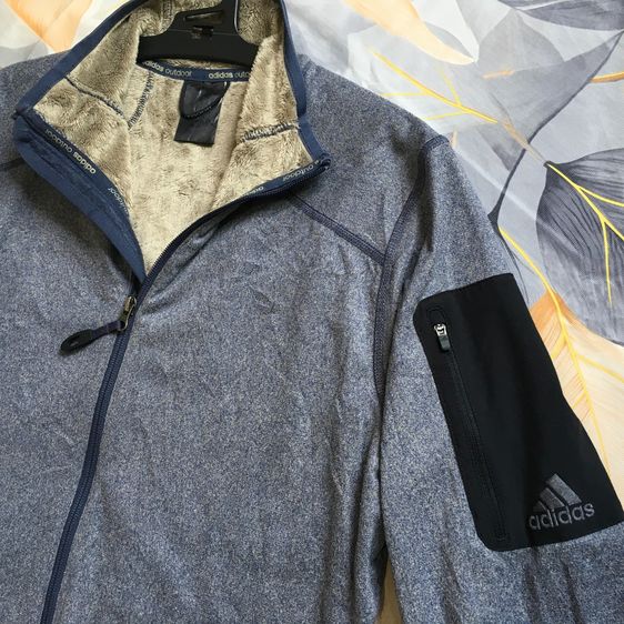 เสื้อ Adidas Outdoor แท้ เสื้อกันหนาวซับขนเป็ด (Fleece) สีเทา Melange นุ่มอุ่นพิเศษ สภาพนางฟ้า รูปที่ 3
