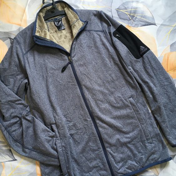 เสื้อ Adidas Outdoor แท้ เสื้อกันหนาวซับขนเป็ด (Fleece) สีเทา Melange นุ่มอุ่นพิเศษ สภาพนางฟ้า รูปที่ 2