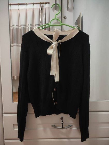 ส่งฟรี เสื้อไหมพรมผูกโบว์