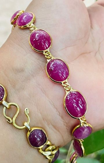 สร้อยข้อมือพลอยทับทิมแท้ทอง 8-9k รูปที่ 2