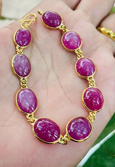 สร้อยข้อมือพลอยทับทิมแท้ทอง 8-9k