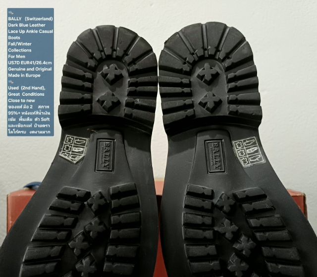 BALLY Switzerland, Men's US7 EU41(26.4cm) Genuine and Original ของแท้ มือ 2 สภาพใกล้เคียงของใหม่, รองเท้า BALLY หนังแท้ พื้นเต็ม งดงามมาก รูปที่ 10
