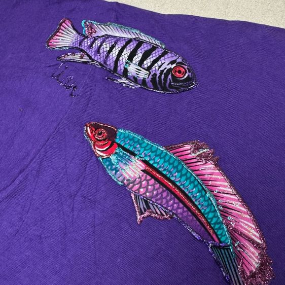 เสื้อยืด 90s กระเป๋า​ริม เพนท์​ลาย Size XL  รูปที่ 7