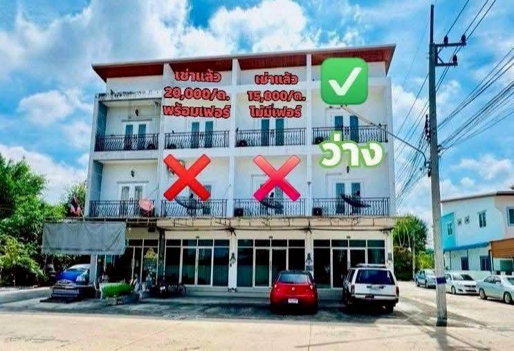 อาคารพานิชย์ให้เช่า จัดตั้งบริษัทได้ ทำสำนักงานออฟฟิศได้ ว่าง1คูหาห้องริม