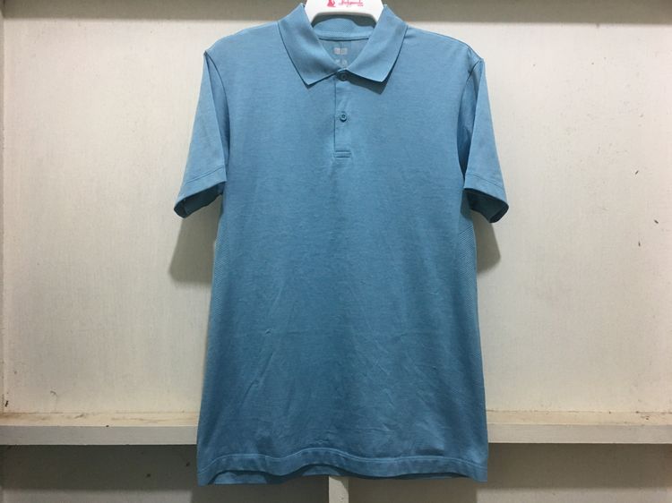 เสื้อโปโล DRY-EX แบรนด์ Uniqlo แพ็คคู่ (สินค้ามีตำหนิ) สีฟ้าพาสเทลกับสีกรมอมม่วง รูปที่ 10