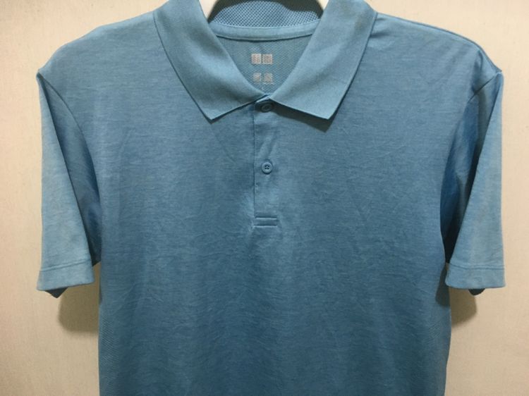 เสื้อโปโล DRY-EX แบรนด์ Uniqlo แพ็คคู่ (สินค้ามีตำหนิ) สีฟ้าพาสเทลกับสีกรมอมม่วง รูปที่ 12