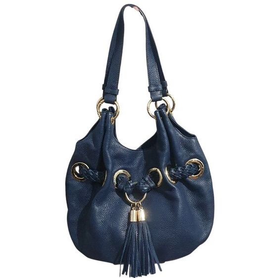 หญิง หนังแท้ กระเป๋า Michael Kors Astor Braided Hobo Bag หนังสีน้ำเงินเข้ม (Navy Blue Leather) 