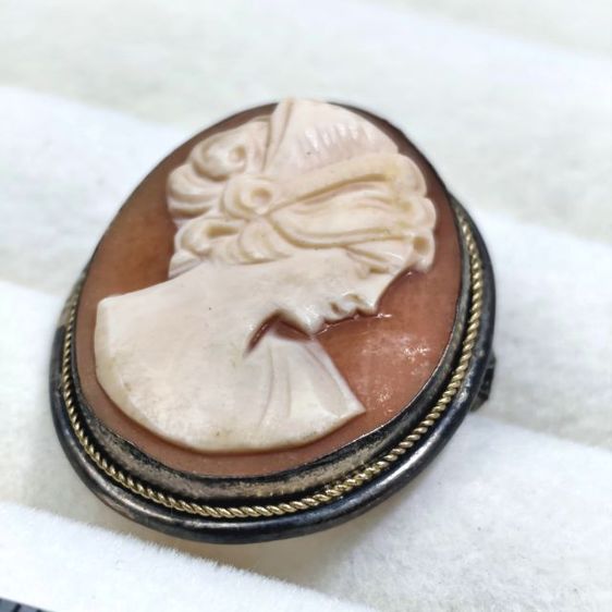 🔖เข็มกลัดและจี้ เงินแท้ คามิโอ เปลือกหอยแท้ ตอกโค้ด800 งานจากต่างประเทศ รูปที่ 4