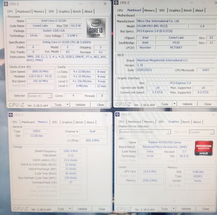 🖥️ คอมพิวเตอร์ชุด CORE i3 Gen10 10100 MSI H510M PRO VGA RX 550 4GB RAM DDR4 12GB SSD M.2 250GB HDD 1TB รูปที่ 10