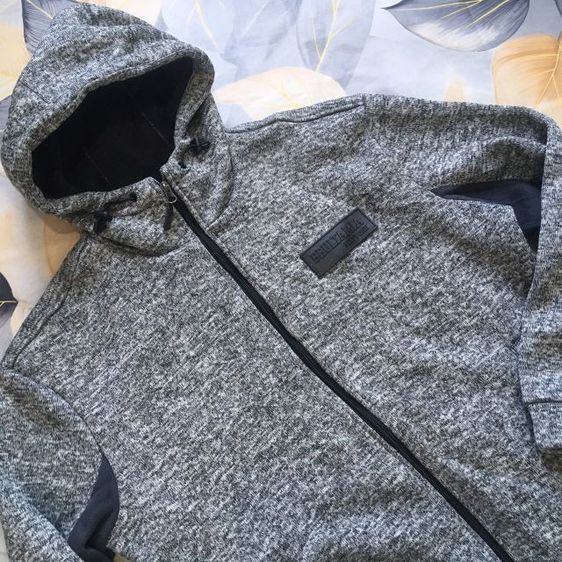 BANG BANG เสื้อฮู้ดกันหนาว วินเทจ สีเทาทูโทน บุฟลีซนุ่มพิเศษ สภาพใหม่มาก รูปที่ 3
