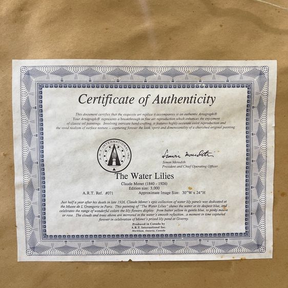 The Water Lilies - Claude Monet (1840 - 1926) Edition Size - 3,000 รูปที่ 8