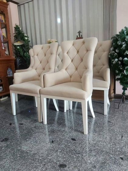 ขาว เก้าอี้นวม/เก้าอี้มีที่เท้าแขน ผ้าหุ้มเบาะ เก้าอี้สไตล์วินเทจ