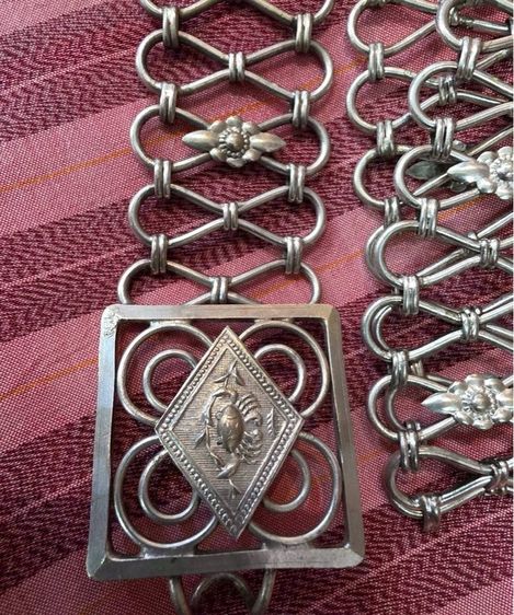 📌 เข็มขัดเก่า เงินต่ำ(ขี้หำ) ยาว 35 นิ้ว นน. 145 กรัม รูปที่ 3