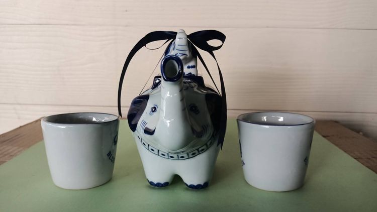 กาน้ำชาเซรามิค Blue Elephant Tea Pot พร้อมแก้วชา 2 ใบ   รูปที่ 3