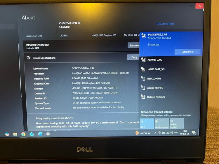 HP i5 Gen 8 Ram 8 G  สภาพสวย แบตนาน  กระเป๋า อุปกรณ์ครบ  รูปที่ 9