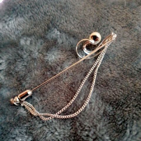 เข็มกลัดเงิน มุกแท้ ตอกSILVER จากญี่ปุ่นสวย(มุกเม็ด 5 มิล) รูปที่ 2