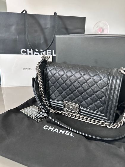  Chanel Boy สีดำ หนัง Caviar 10 นิ้ว รูปที่ 2