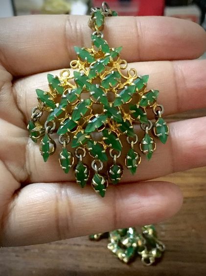 (มือสอง) สร้อยคอ พร้อม จี้ มรกตแท้ งานเก่าเก็บ  แบบโบราณ สวยล้ำค่า น่าสะสม  รูปที่ 9