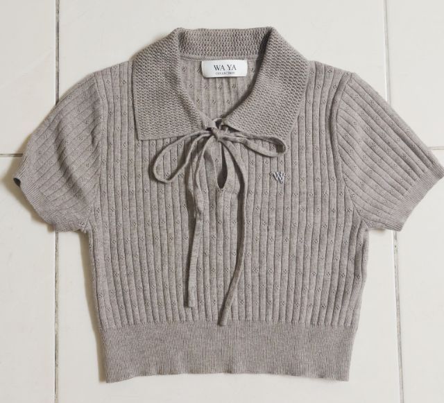 เสื้อไหมพรมเอวลอยมีโบว์น่ารักน่าใจ สภาพนางฟ้า Like new