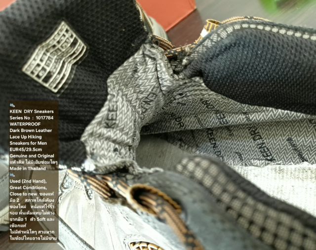 KEEN DRY Hiking Sneakers, Men's US11.5 EU45(29.0cm) Original ของแท้ มือ 2 สภาพแทบไม่ต่างจากมือ 1, รองเท้าเดินป่า KEEN หนังแท้ พื้นเต็มสวยมาก รูปที่ 18