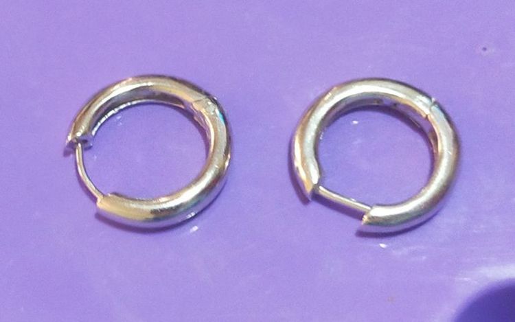 ต่างหูห่วงเกลี้ยงเงินแท้ 925 ขนาดใหญ่หนา รูปที่ 2