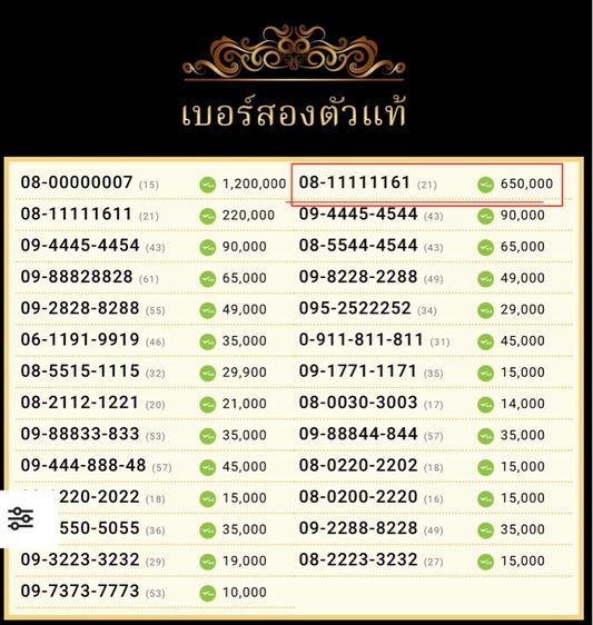 ขายเบอร์ เบอร์สวย VVIP 0811111161 550,000 รูปที่ 2