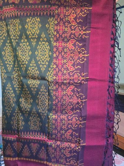 ผ้าไหมไทยทอมือแท้ ทั้งผืน เก่าเก็บ ยกดอกหน้านาง ชายครุย ไม่เคยใช้ เก็บรักษาอย่างดี รูปที่ 4