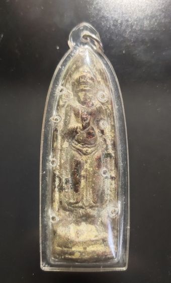 พระร่วงยืนประทานพรหลังลายผ้า เนื้อตะกั่วสนิมแดง