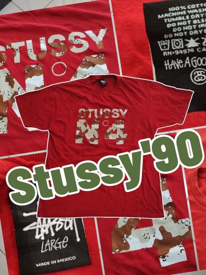 แดง L แขนสั้น เสื้อทีเชิ้ต เสื้อยืด STUSSY'90 วินเทจคลาสสิค