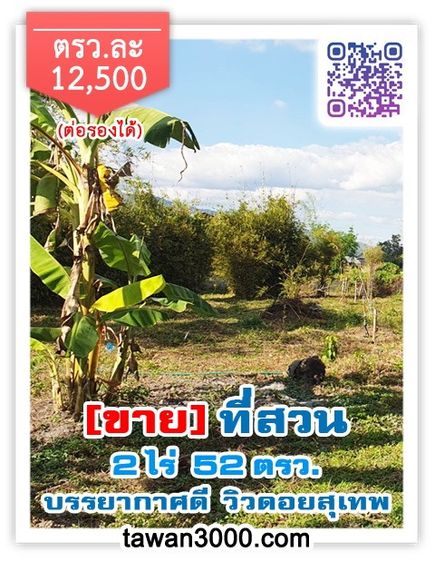 ขาย2ไร่52ตรว. ที่สวน กว้างขวาง บรรยากาศดี วิวดอยสุเทพ-ทุ่งนา ติดลำน้ำ พร้อมโอนจ้าๆๆ