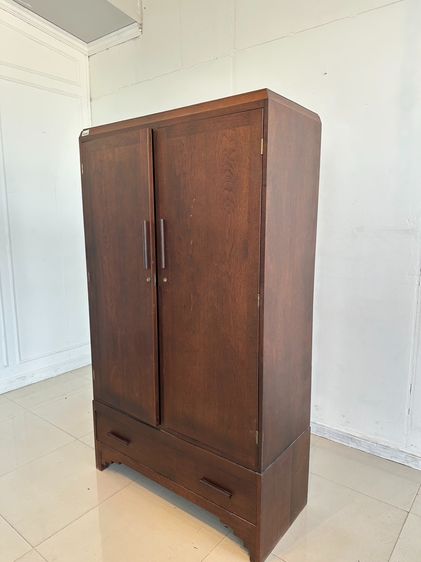 ตู้เสื้อผ้าไม้สัก สไตล์วินเทจ 2 บานเปิด 2 ลิ้นชัก สีน้ำตาล รูปที่ 4