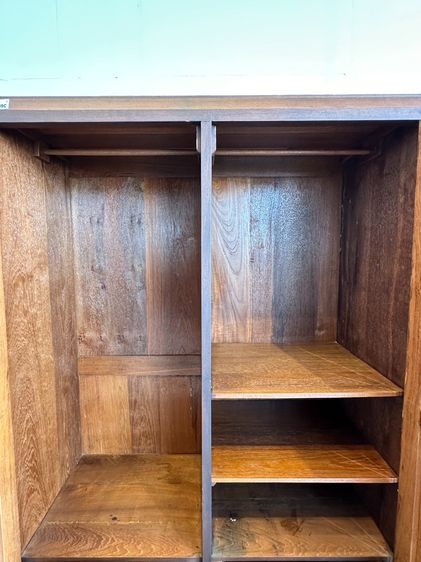 ตู้เสื้อผ้าไม้สัก สไตล์วินเทจ 2 บานเปิด 2 ลิ้นชัก สีน้ำตาล รูปที่ 8
