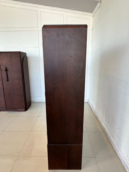 ตู้เสื้อผ้าไม้สัก สไตล์วินเทจ 2 บานเปิด 2 ลิ้นชัก สีน้ำตาล รูปที่ 5