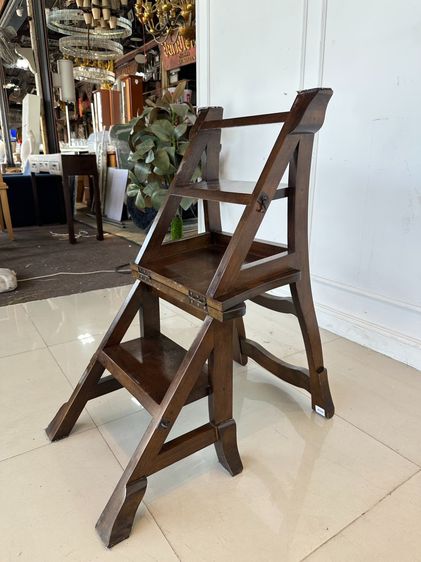 เก้าอี้ไม้จริง สไตล์วินเทจ ปรับเป็นบันไดได้ สีน้ำตาล  รูปที่ 14