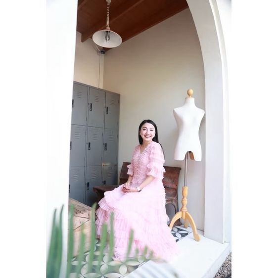 ชุดเดรสสีชมพู ชุดราตรี เนื้อผ้าอย่างดีมีซับ รูปที่ 4