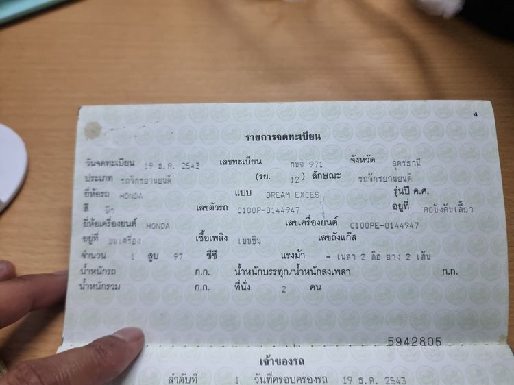 Honda ดรีม รถใช้งานปกติ รถมีแต่เล่มเขียว รูปที่ 9