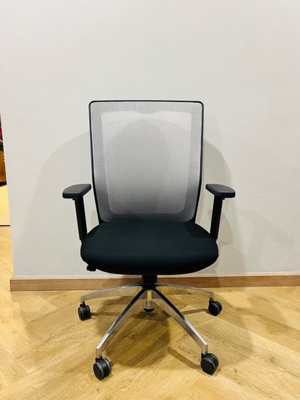 เทา ผ้าฝ้าย เก้าอี้สำนักงานตาข่ายพนักกลาง Perfect รุ่น FR